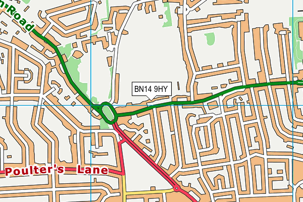 BN14 9HY map - OS VectorMap District (Ordnance Survey) BN14 9HY map - OS VectorMap District (Ordnance Survey)
