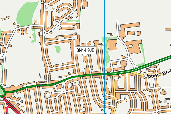 BN14 9JE map - OS VectorMap District (Ordnance Survey) BN14 9JE map - OS VectorMap District (Ordnance Survey)