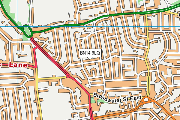 BN14 9LQ map - OS VectorMap District (Ordnance Survey) BN14 9LQ map - OS VectorMap District (Ordnance Survey)