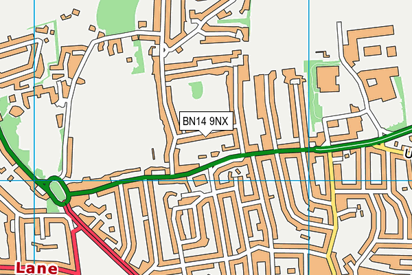 BN14 9NX map - OS VectorMap District (Ordnance Survey) BN14 9NX map - OS VectorMap District (Ordnance Survey)
