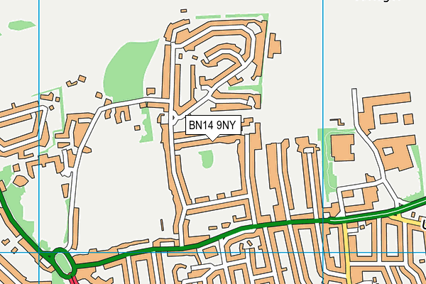 BN14 9NY map - OS VectorMap District (Ordnance Survey) BN14 9NY map - OS VectorMap District (Ordnance Survey)