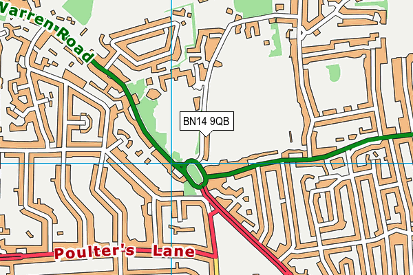 BN14 9QB map - OS VectorMap District (Ordnance Survey) BN14 9QB map - OS VectorMap District (Ordnance Survey)