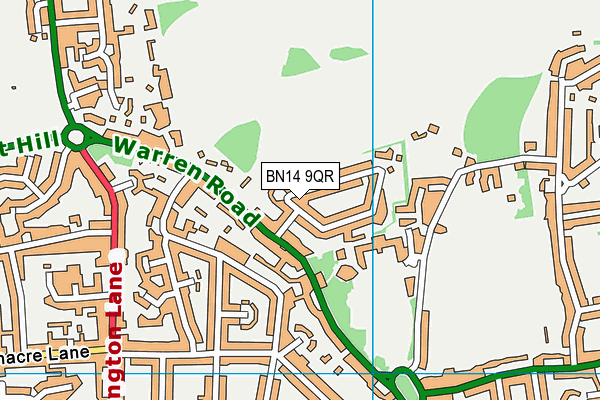 BN14 9QR map - OS VectorMap District (Ordnance Survey) BN14 9QR map - OS VectorMap District (Ordnance Survey)