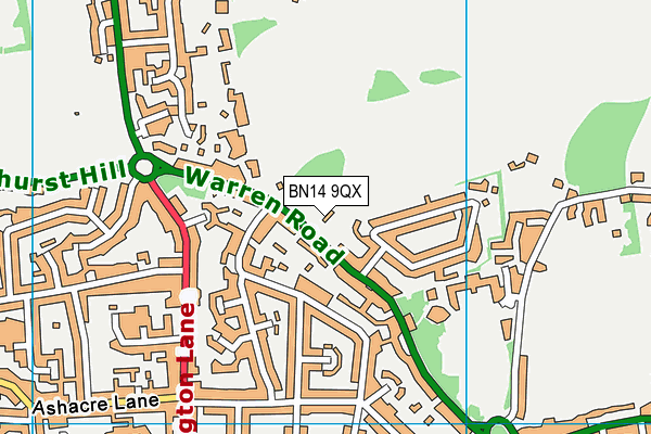 BN14 9QX map - OS VectorMap District (Ordnance Survey) BN14 9QX map - OS VectorMap District (Ordnance Survey)