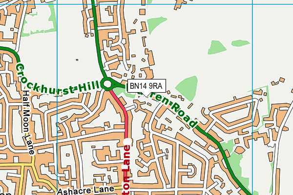 BN14 9RA map - OS VectorMap District (Ordnance Survey)