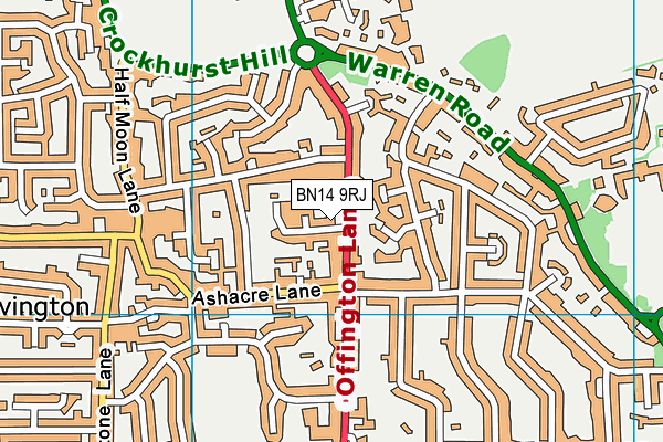 BN14 9RJ map - OS VectorMap District (Ordnance Survey) BN14 9RJ map - OS VectorMap District (Ordnance Survey)