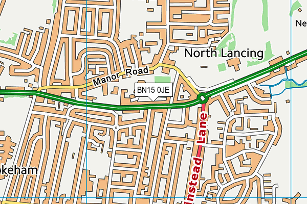 BN15 0JE map - OS VectorMap District (Ordnance Survey)