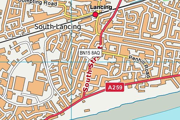 BN15 8AQ map - OS VectorMap District (Ordnance Survey)