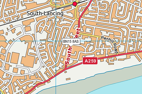 BN15 8AS map - OS VectorMap District (Ordnance Survey) BN15 8AS map - OS VectorMap District (Ordnance Survey)