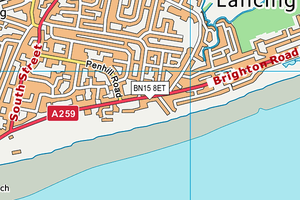 BN15 8ET map - OS VectorMap District (Ordnance Survey)