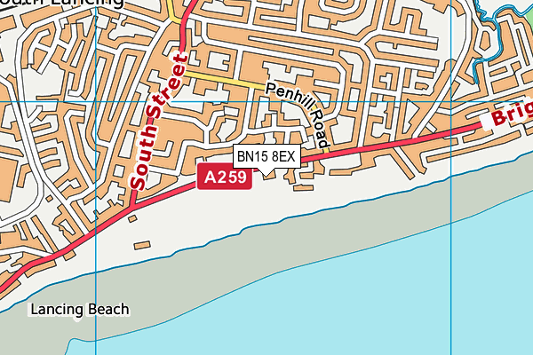 BN15 8EX map - OS VectorMap District (Ordnance Survey) BN15 8EX map - OS VectorMap District (Ordnance Survey)