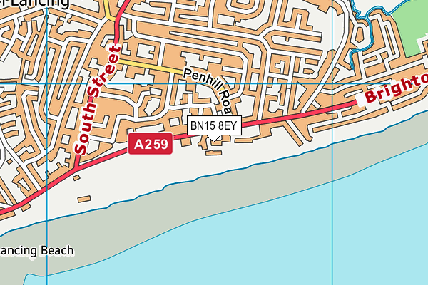 BN15 8EY map - OS VectorMap District (Ordnance Survey) BN15 8EY map - OS VectorMap District (Ordnance Survey)