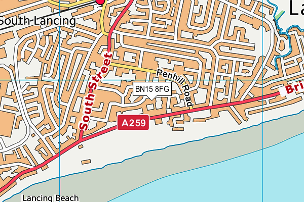 BN15 8FG map - OS VectorMap District (Ordnance Survey) BN15 8FG map - OS VectorMap District (Ordnance Survey)