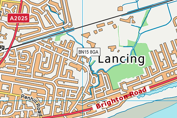 BN15 8GA map - OS VectorMap District (Ordnance Survey) BN15 8GA map - OS VectorMap District (Ordnance Survey)