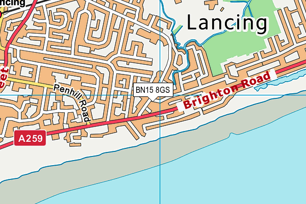 BN15 8GS map - OS VectorMap District (Ordnance Survey) BN15 8GS map - OS VectorMap District (Ordnance Survey)