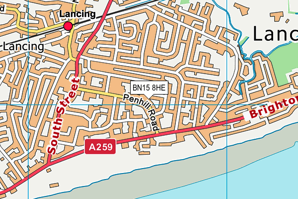 BN15 8HE map - OS VectorMap District (Ordnance Survey)