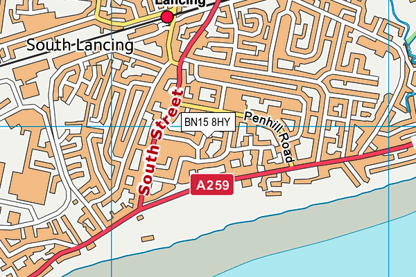 BN15 8HY map - OS VectorMap District (Ordnance Survey) BN15 8HY map - OS VectorMap District (Ordnance Survey)