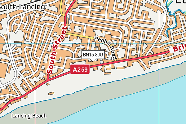 BN15 8JU map - OS VectorMap District (Ordnance Survey)