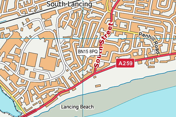 BN15 8PQ map - OS VectorMap District (Ordnance Survey)