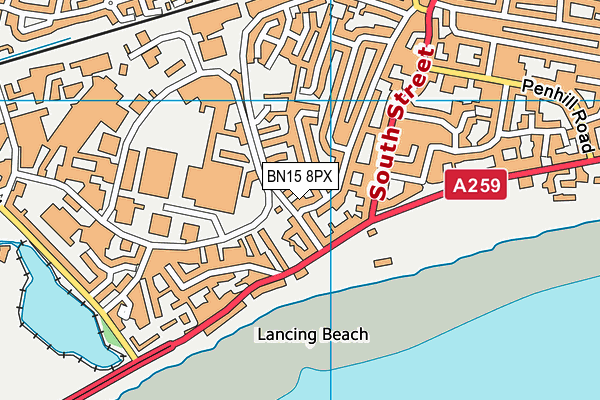 BN15 8PX map - OS VectorMap District (Ordnance Survey)