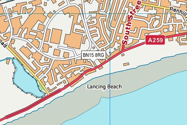 BN15 8RG map - OS VectorMap District (Ordnance Survey)
