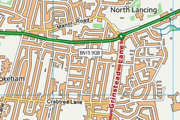 BN15 9QB map - OS VectorMap District (Ordnance Survey)