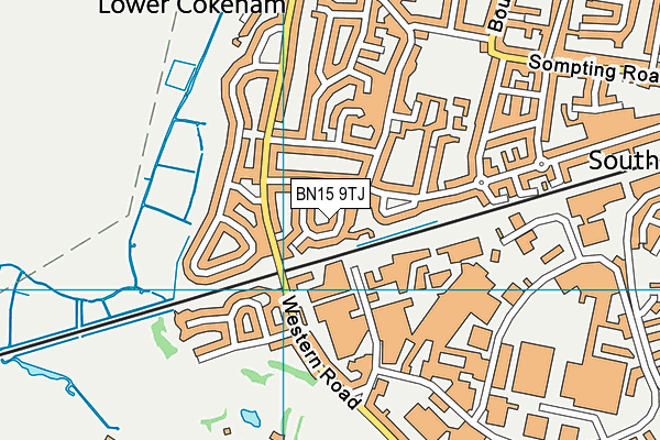 BN15 9TJ map - OS VectorMap District (Ordnance Survey)
