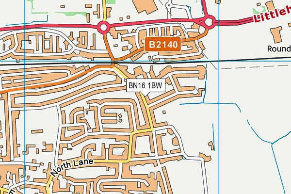 BN16 1BW map - OS VectorMap District (Ordnance Survey) BN16 1BW map - OS VectorMap District (Ordnance Survey)