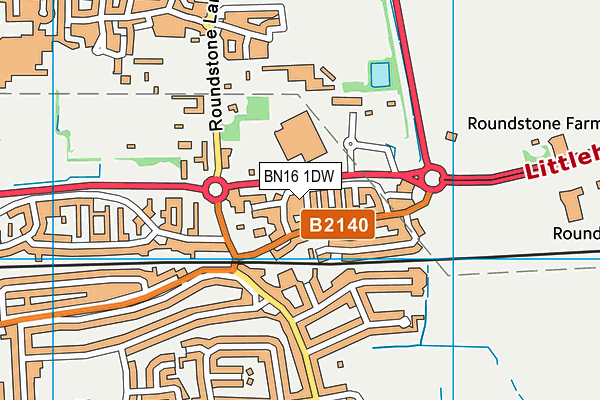 BN16 1DW map - OS VectorMap District (Ordnance Survey) BN16 1DW map - OS VectorMap District (Ordnance Survey)