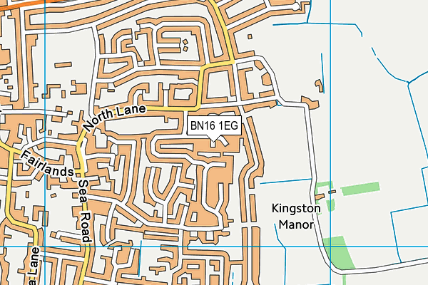BN16 1EG map - OS VectorMap District (Ordnance Survey) BN16 1EG map - OS VectorMap District (Ordnance Survey)