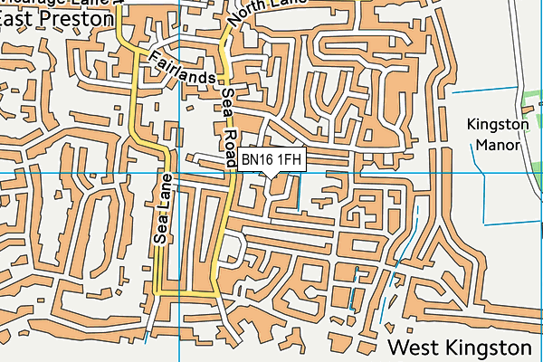 BN16 1FH map - OS VectorMap District (Ordnance Survey) BN16 1FH map - OS VectorMap District (Ordnance Survey)