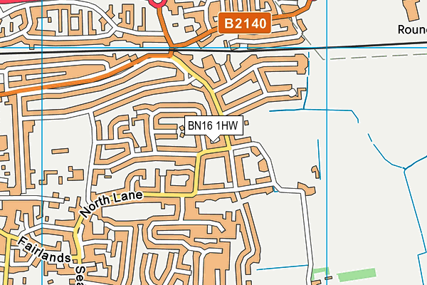 BN16 1HW map - OS VectorMap District (Ordnance Survey) BN16 1HW map - OS VectorMap District (Ordnance Survey)