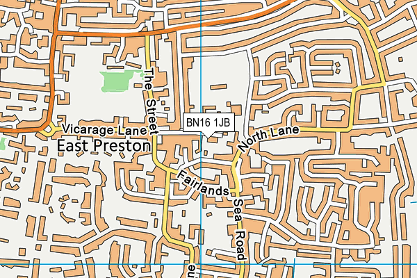 BN16 1JB map - OS VectorMap District (Ordnance Survey) BN16 1JB map - OS VectorMap District (Ordnance Survey)
