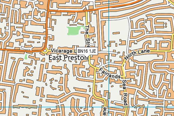 BN16 1JE map - OS VectorMap District (Ordnance Survey) BN16 1JE map - OS VectorMap District (Ordnance Survey)