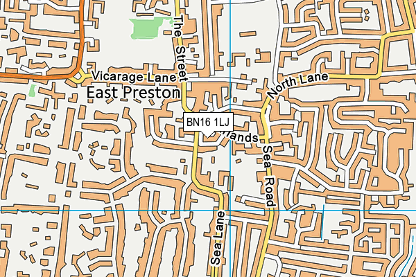 BN16 1LJ map - OS VectorMap District (Ordnance Survey) BN16 1LJ map - OS VectorMap District (Ordnance Survey)