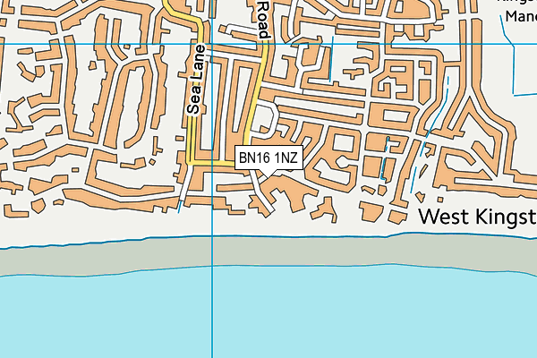 BN16 1NZ map - OS VectorMap District (Ordnance Survey) BN16 1NZ map - OS VectorMap District (Ordnance Survey)