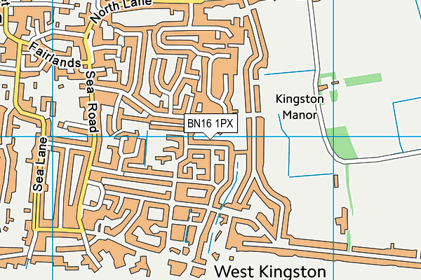 BN16 1PX map - OS VectorMap District (Ordnance Survey) BN16 1PX map - OS VectorMap District (Ordnance Survey)