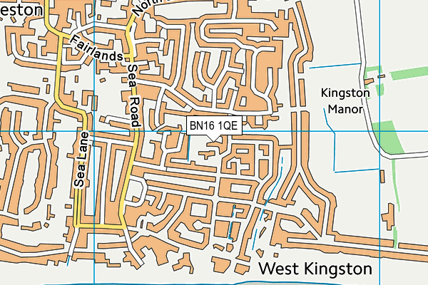 BN16 1QE map - OS VectorMap District (Ordnance Survey) BN16 1QE map - OS VectorMap District (Ordnance Survey)