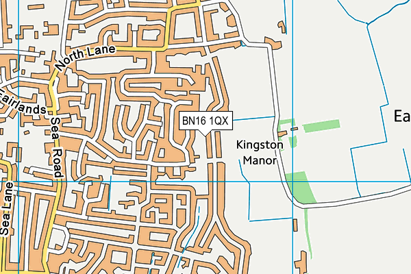 BN16 1QX map - OS VectorMap District (Ordnance Survey) BN16 1QX map - OS VectorMap District (Ordnance Survey)