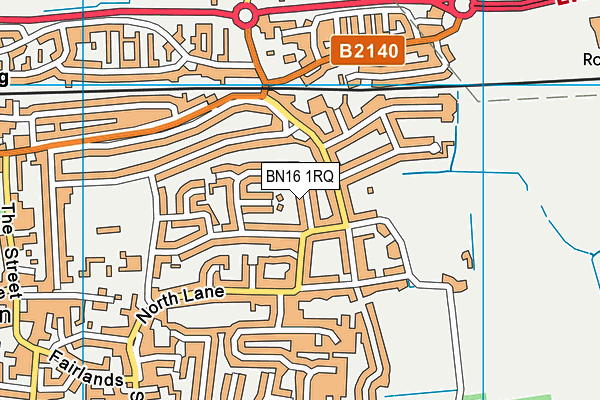 BN16 1RQ map - OS VectorMap District (Ordnance Survey) BN16 1RQ map - OS VectorMap District (Ordnance Survey)