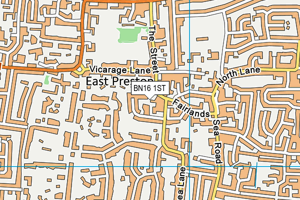 BN16 1ST map - OS VectorMap District (Ordnance Survey) BN16 1ST map - OS VectorMap District (Ordnance Survey)