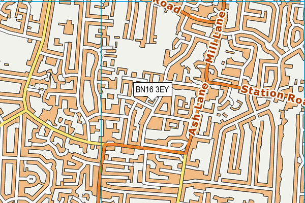 BN16 3EY map - OS VectorMap District (Ordnance Survey) BN16 3EY map - OS VectorMap District (Ordnance Survey)