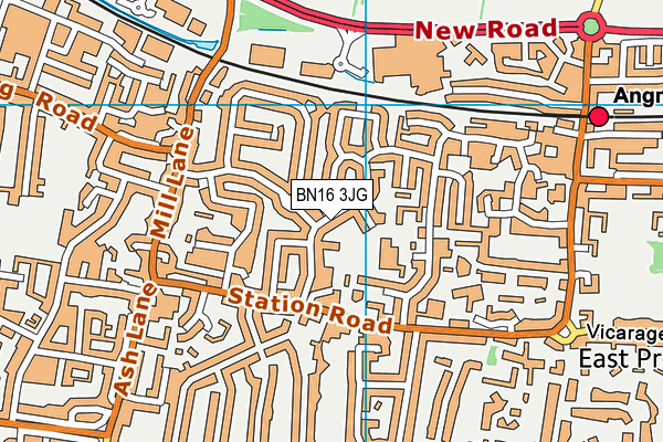 BN16 3JG map - OS VectorMap District (Ordnance Survey) BN16 3JG map - OS VectorMap District (Ordnance Survey)