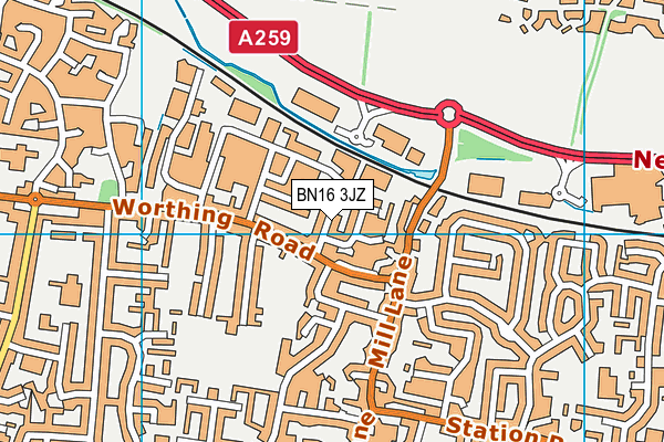 BN16 3JZ map - OS VectorMap District (Ordnance Survey) BN16 3JZ map - OS VectorMap District (Ordnance Survey)