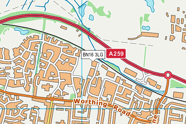 BN16 3LG map - OS VectorMap District (Ordnance Survey)