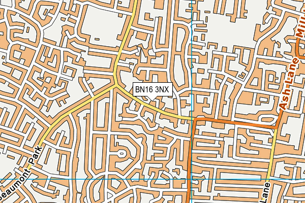 BN16 3NX map - OS VectorMap District (Ordnance Survey) BN16 3NX map - OS VectorMap District (Ordnance Survey)