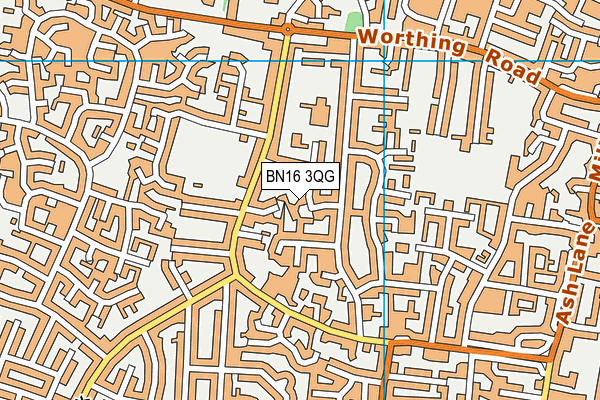 BN16 3QG map - OS VectorMap District (Ordnance Survey) BN16 3QG map - OS VectorMap District (Ordnance Survey)
