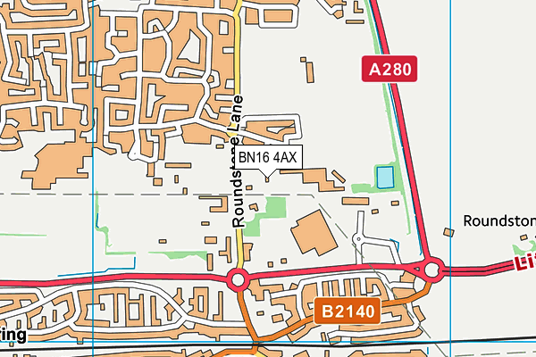 BN16 4AX map - OS VectorMap District (Ordnance Survey) BN16 4AX map - OS VectorMap District (Ordnance Survey)
