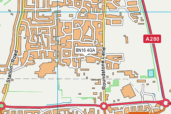BN16 4GA map - OS VectorMap District (Ordnance Survey) BN16 4GA map - OS VectorMap District (Ordnance Survey)