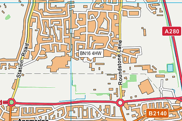 BN16 4HW map - OS VectorMap District (Ordnance Survey) BN16 4HW map - OS VectorMap District (Ordnance Survey)